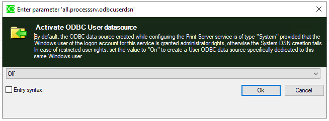 Print Server : User DSN activation