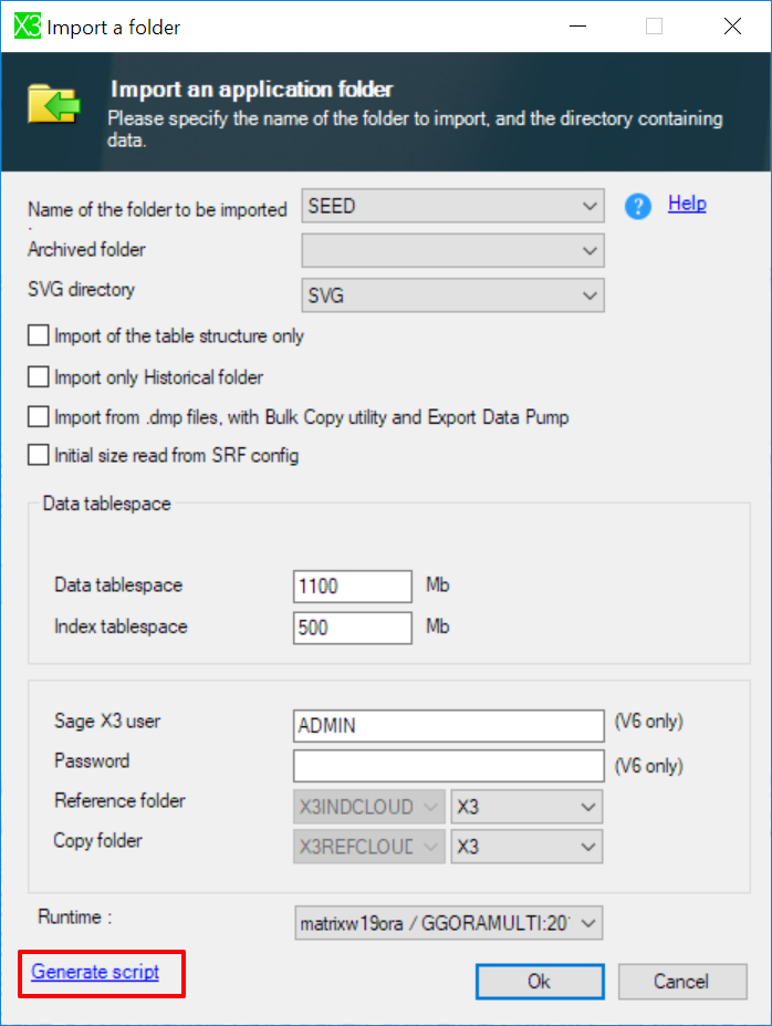 Import parameters